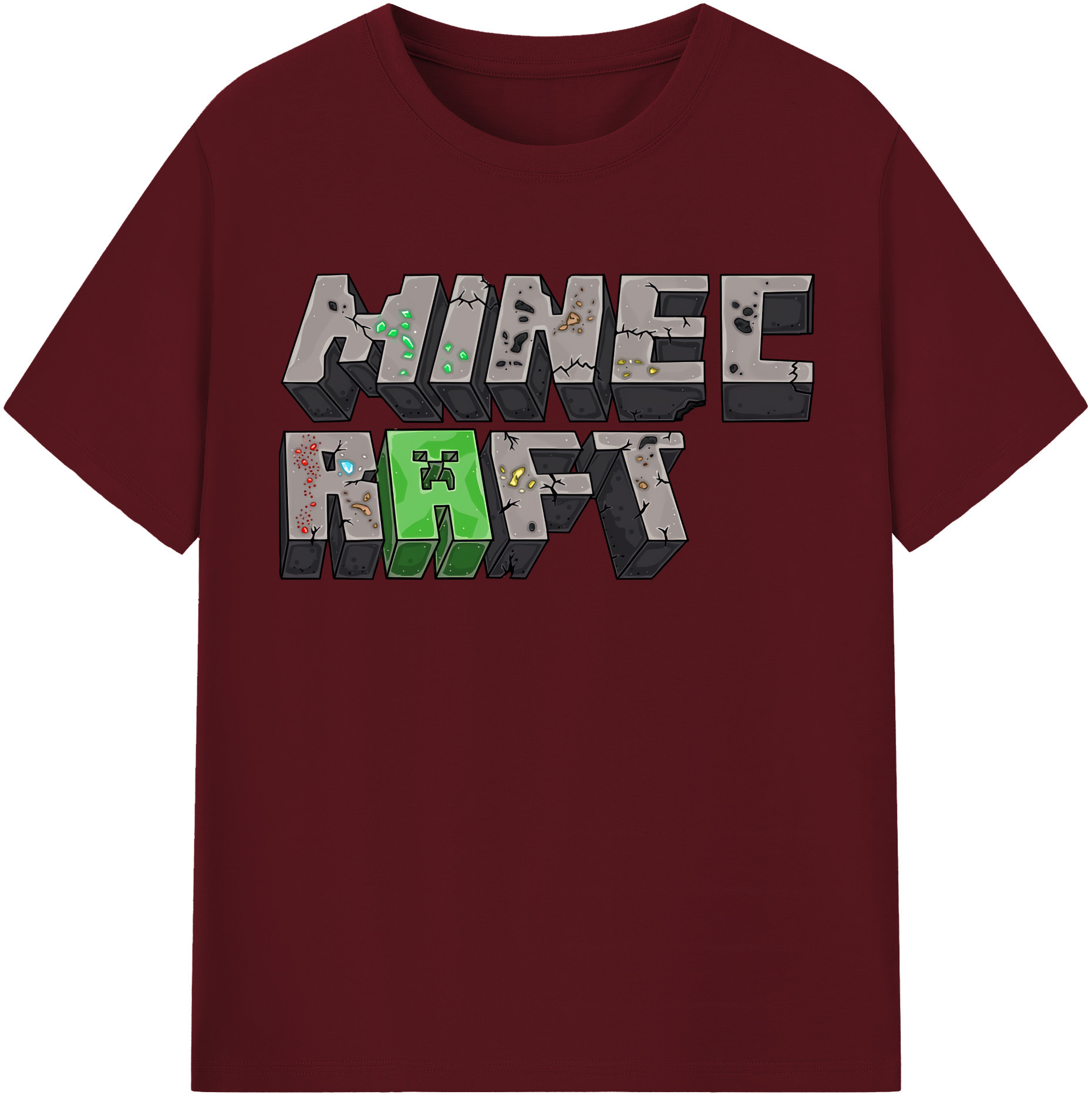 （画像用） マインクラフト ブロックの世界 Minecraft MC Block world 綿100％半袖Tシャツ（フロントプリント）